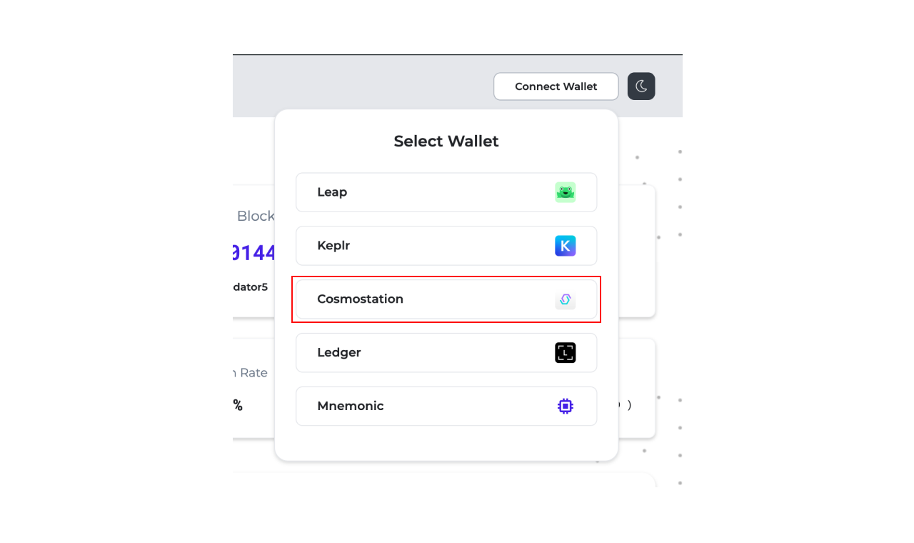 select wallet options